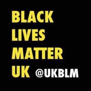 Text on black background saying Black Lives Matter UK @UKBLM